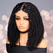 Wigs For Women Kinky Curly Lace Wig Human Hair Brazilian Hair Curly Bob Wig 200D 4X4 Lace Closure Wigs With Pre-Plucked Natural
