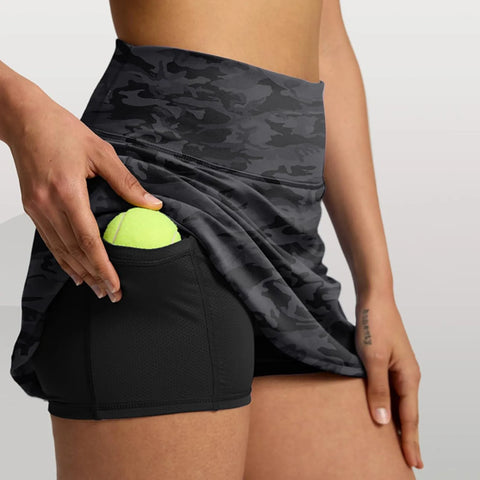 Side Slit Mini Gym Skirt Women'S Double Layered Pleats Tennis Skirts For Women High Waisted Skirt With Shorts Women Clothing 스커트