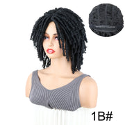 WIGSIN Synthetic 6Inch Dreadlocks Hair Wig Short Curled Twisted Braid Black Brown Heat Resistant Breathable Wig for Black Women