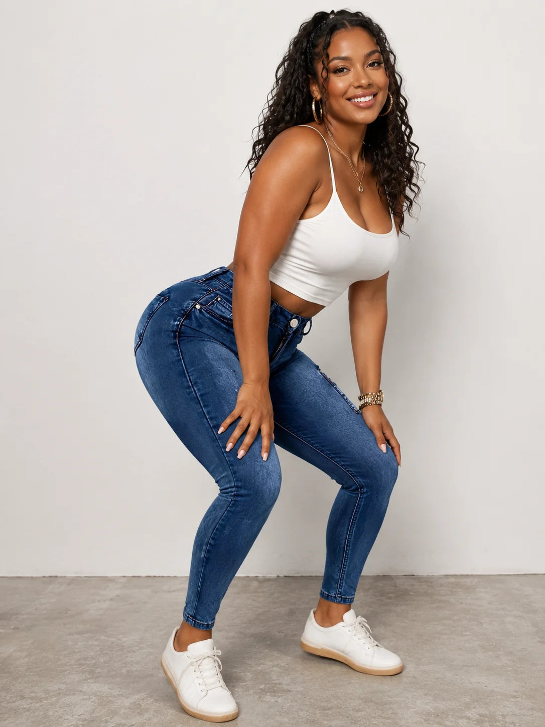 Zip-Detail Stretch Skinny Jeans – view 6 of 7