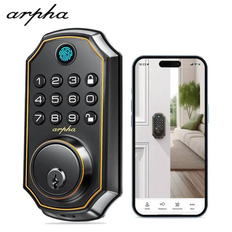 Arpha D280 Keyless Entry Door Lock 5-in-1 Smart Fingerprint Deadbolt with Keypad Electronic Deadbolt Auto-Lock One Touch Lock