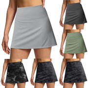 Side Slit Mini Gym Skirt Women'S Double Layered Pleats Tennis Skirts For Women High Waisted Skirt With Shorts Women Clothing 스커트