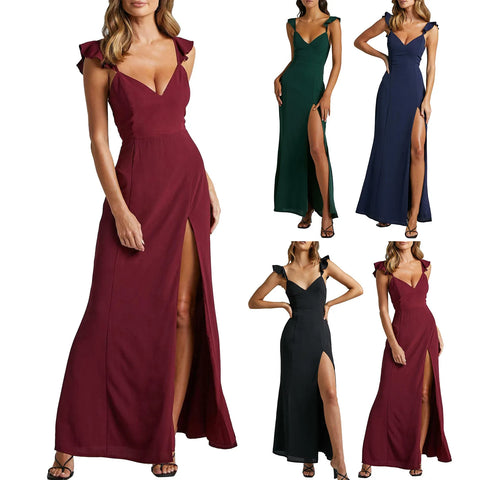 Evening Gowns For Women Formal Womens Sleeveless Ruched Ruffle Formal Evening Dressslim Dresses Vestidos De Fiesta