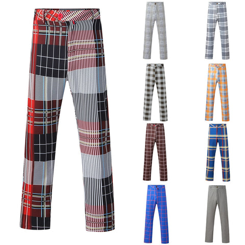 Cargo Pants Men Plus Size Plaid Print Pants Stretch Feet Pants With Pockets Streetwear Male Sports Sweatpants Pantalones Hombre