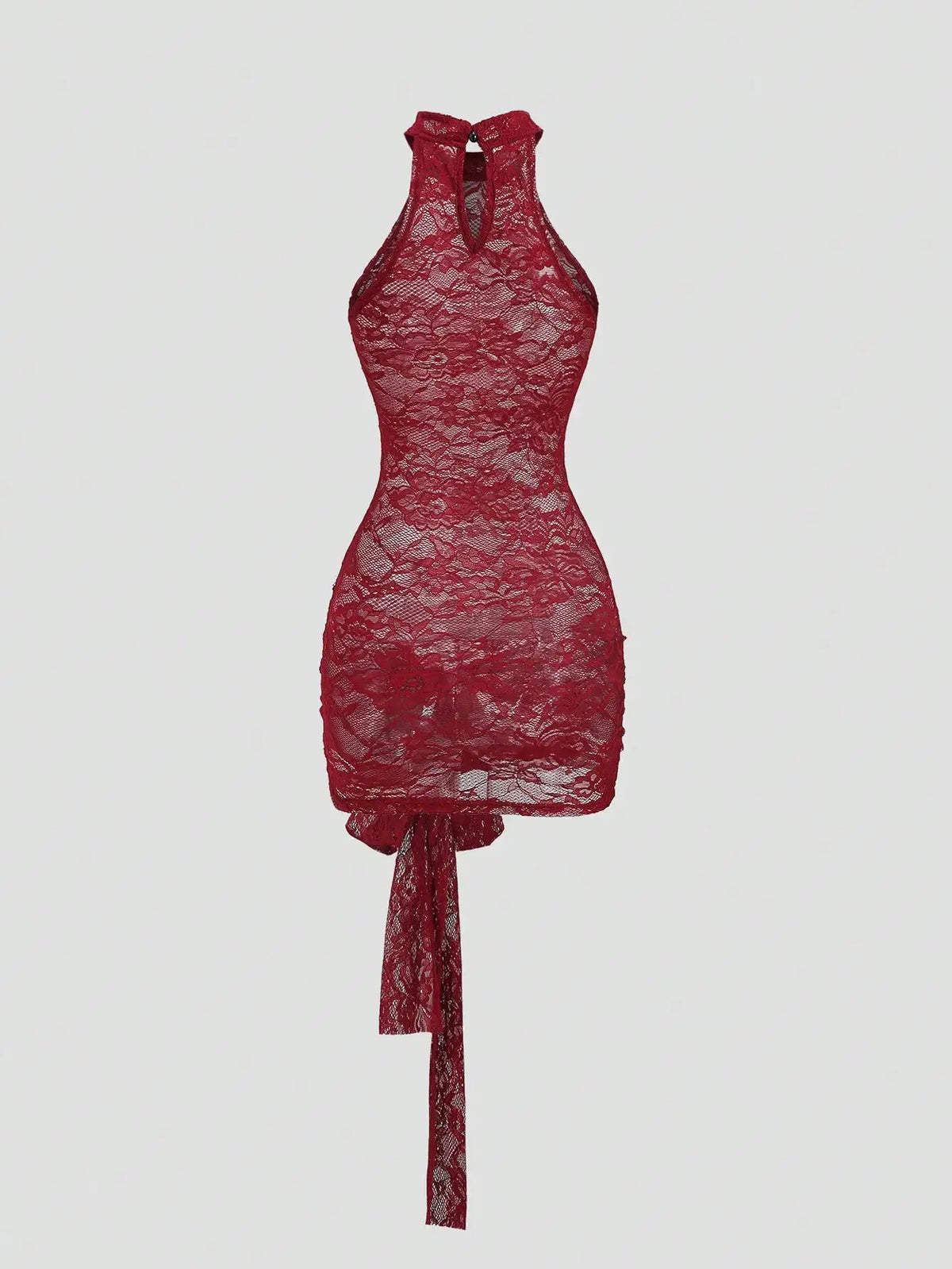 Red Lace Halter Mini Dress – view 2 of 5