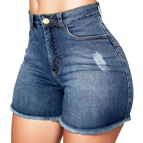 Vinatge Denim Shorts Sexy Women Ripped High Waist Short Jeans with Pockets Fringed Stretchy Summer Retro Jean Shorts Streetwear