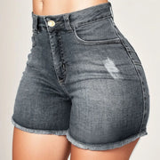 Vinatge Denim Shorts Sexy Women Ripped High Waist Short Jeans with Pockets Fringed Stretchy Summer Retro Jean Shorts Streetwear