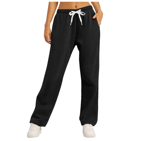 Women’S Fleece Lined Wide Leg Sweatpants High Waisted Drawstring Baggy Baggy Cargo Pants Fall Casual Joggers Tracksuit Pants