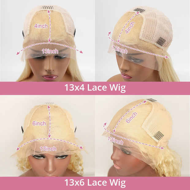 Deep Wave 13x6 HD Lace Frontal Human Hair Wig 30 40 Inch Curly 613 Honey Blonde Water Wave 13x4 Lace Front Wigs For Women 250%