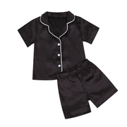 2020-09-09 Lioraitiin 1-7T Toddler Baby Black Satin Pajamas Infant Boy Short/Long Sleeve Pants Sleepwear Casual 2PCS Homewear