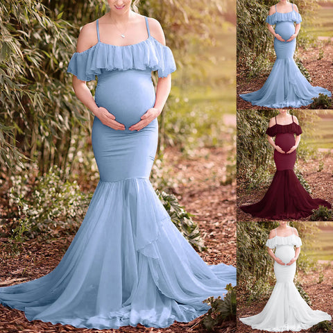 Maternity Dresses For Photo Shoot Pregnant Dress Lace Props Short Sleeve Solid Aline Dress Ropa De Maternidad Embarazo Juvenil