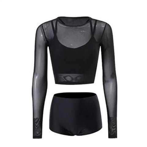 Bikini Sets For Women 3Pcs Soft Swimsuits Bikini Set With Sun Protection Blouse Elastic Comfort Polyester Swimwear For Honeymoon