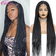 36" Full Lace Braided Wigs Synthetic Hair Box Braids Lace Front Wigs Knotless Braided Wigs For Black Women Braiding Wigs African