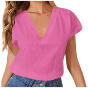 Summer Elegant Blouses For Women 2024 Women'S Summer Solid Color Linen Cotton Loose Half Sleeve Blusas Elegantes Para Mujer 2024