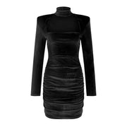 Sexy Squareneck Dress Ladies Bag Hip Mini Dresses Seductive Solid Color Long Sleeve Party Cocktail Vestidos Women'S Clothes