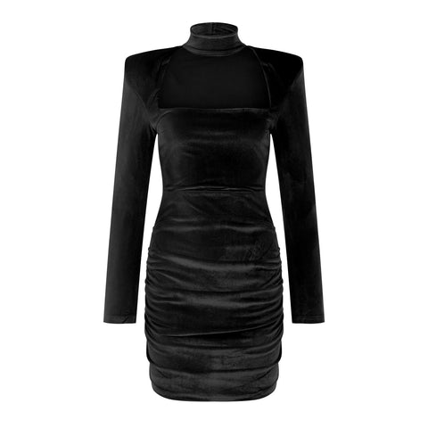 Sexy Squareneck Dress Ladies Bag Hip Mini Dresses Seductive Solid Color Long Sleeve Party Cocktail Vestidos Women'S Clothes