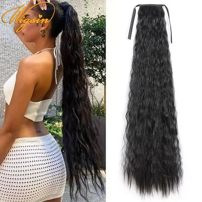 WIGSIN 32Inch Synthetic Long Curly Drawstring Ponytail Afro Kinky Hair Extensions Clip In Hairpieces Ponytail for Women