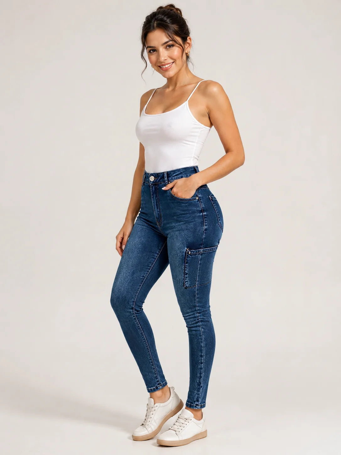 Zip-Detail Stretch Skinny Jeans – view 4 of 7