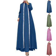 Fashion Muslim Abaya Robe Femme Long Sleeve Loose Sundress Vestidos IsIamic Clothing Women Elegant Patchwork Maxi Dress 2025