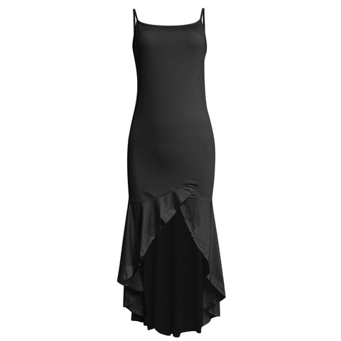 New Sexy Spaghetti Strap Women Dress Summer Female Evening Party Elegant Black Dresses 2023 Lady Irregular Ruffles Vestidos L2
