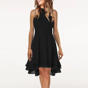 Vestidos Women'S Dress Solid Color Sexy Off-Shoulder Sleeveless Dress 2024 Pleated Summer Round Neck Hanging Neck A-Line Dress