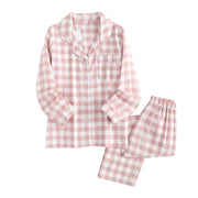 2025 New Children's Pajamas Loose Cotton Nightclothes Two-Piece Set Kids Casual Homewear Plaid Long Sleeve Sleepwear Pajamas Set