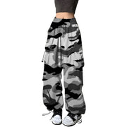 Womens Camouflage Cargo Pants American Streetwear Y2k Hip Hop Loose Baggy Trousers Street Casual Joggers Wide Leg Sweatpants
