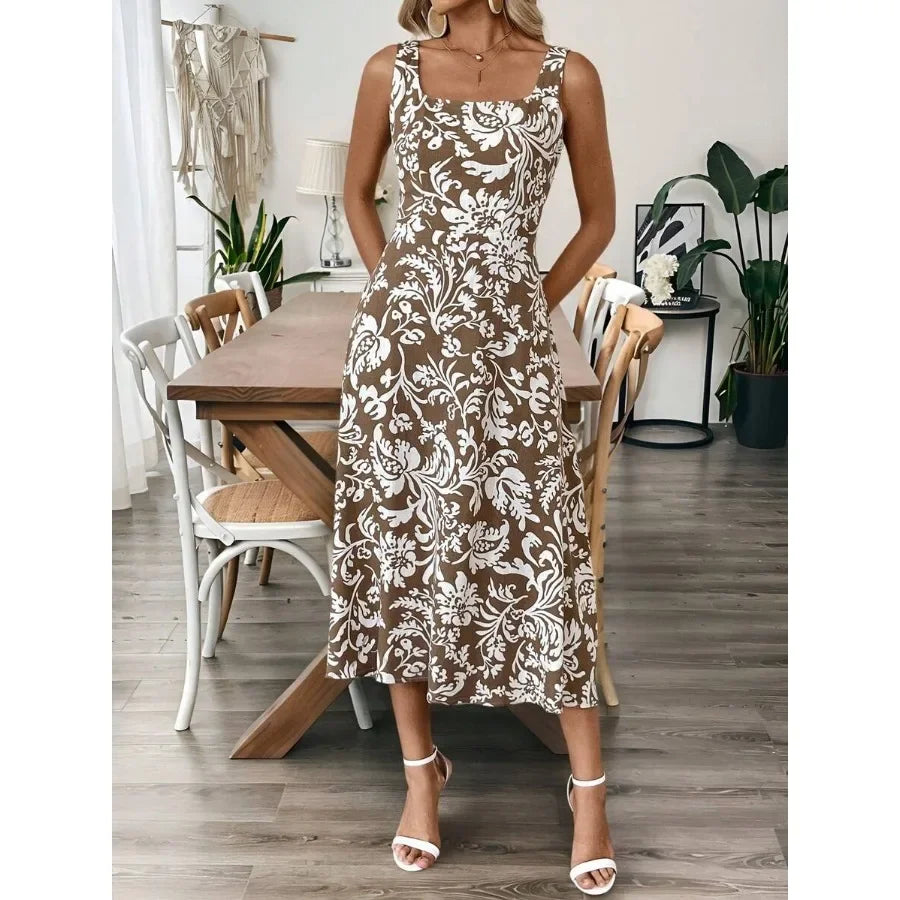 Floral Sleeveless Crew Neck Midi Dress – view 6 of 7
