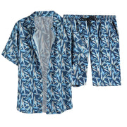 Printing Mens Summer Set 2pc Casual Sportswear Simple Series Short Sleeve Shirt And Shorts Two Piece Sets For Male Ropa Hombre