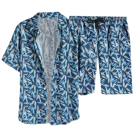 Printing Mens Summer Set 2pc Casual Sportswear Simple Series Short Sleeve Shirt And Shorts Two Piece Sets For Male Ropa Hombre