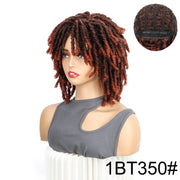 WIGSIN Synthetic 6Inch Dreadlocks Hair Wig Short Curled Twisted Braid Black Brown Heat Resistant Breathable Wig for Black Women