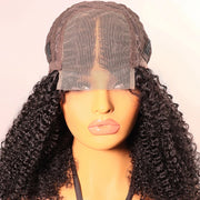 Wigs For Women Kinky Curly Lace Wig Human Hair Brazilian Hair Curly Bob Wig 200D 4X4 Lace Closure Wigs With Pre-Plucked Natural