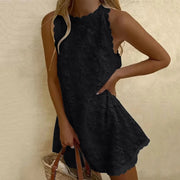 Casual Summer Women Dress Lace Elegant V Neck Sleeveless 3d Floral Embellishment Loose Mini Dresses For Women Clothing 2024