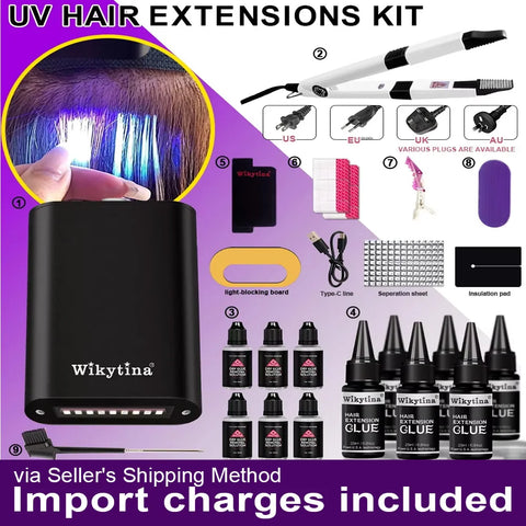 Advanced V Light Hair Extension Tools Kit with UV Glue Hair Extension Machine for Professional and Home Use
