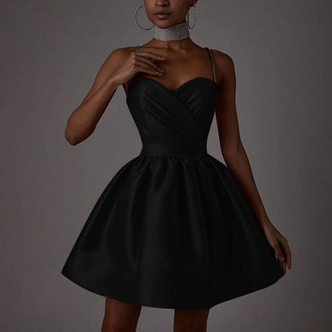 Luxury Satin Party Dress Women Ballet-Style Sexy Elegant Suspenders Short Evening Dresses Elegant Cocktail Dresses Vestidos