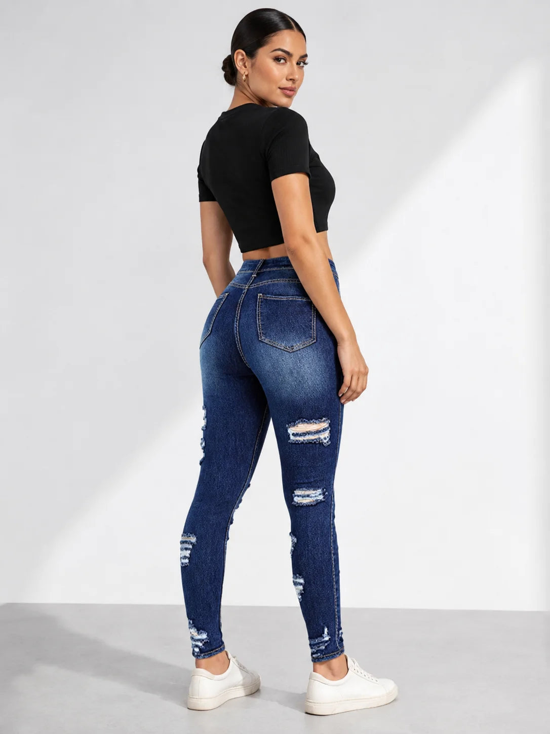 Distressed High-Waist Skinny Jeans – view 3 of 6