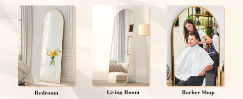 JHK Full Body Wall Mirror 59"x16" Standing Hanging or Wall-Mounted Mirrors with Stand Aluminum Alloy Frame For Bathroom Bedroom