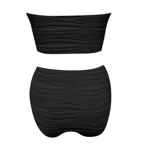 2025 New Bandeau Swimsuit Women High Waist Two-Piece Swimwear Sexy Strapless Bikinis Sets Ladies Bathing Suit Solid Biquini