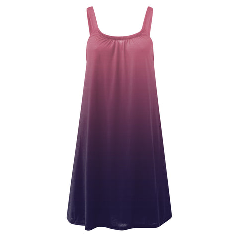 Gradient Print Dresses for Women Summer Sleeveless O Neck Boho Beach Dress Vestidos Ladies Oversized Plus Size Dresses Sundress