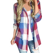 Fashion Plaid Shirt Women Korean Style Tops And Blouses Harajuku Long Sleeve Lapel Single-Breasted Shirts Blusa Mujer Moda 2024