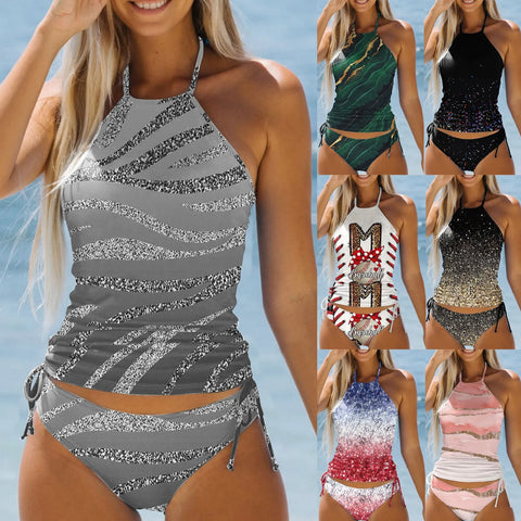 2024 Women Beachwear Swim Tankini Monokini Swimwear Bathing Suit Two Pieces Swimsuits Plus Size Printed Tankinis Bikinis Sets