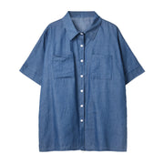 Long Sleeve Women's Denim Shirt 2024 Spring Summer Classic Vintage Jeans Blouses Tops Retro Casual Button Up Streetwear Top