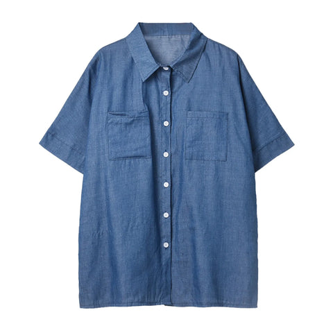 Long Sleeve Women's Denim Shirt 2024 Spring Summer Classic Vintage Jeans Blouses Tops Retro Casual Button Up Streetwear Top