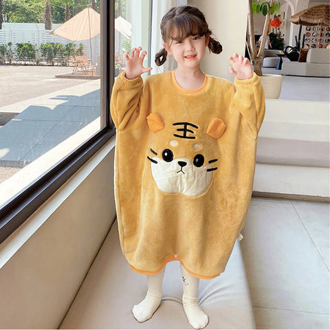 Kids Pajamas Children Sleepwear Onesies Pajamas Set Boys Girls Autumn Winter Fleece Long Sleeve Cartoon Pyjama Flannel Nightwear