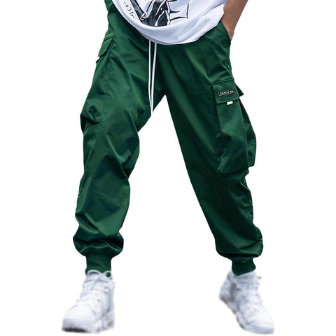 New Men's Casual Jogging Cargo Pants Solid Drawstring Sports Pants WIth Pockets Men Trousers Streetwear Hip-Hop Halen Pants