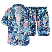 Printing Mens Summer Set 2pc Casual Sportswear Simple Series Short Sleeve Shirt And Shorts Two Piece Sets For Male Ropa Hombre