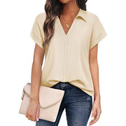 Shirts & Blouses Women'S Short Sleeve With V Neck Tunic Elegant Women'S Blouses Casual Blouse Blusas Elegantes Para Mujer 2024