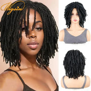WIGSIN Synthetic 6Inch Dreadlocks Hair Wig Short Curled Twisted Braid Black Brown Heat Resistant Breathable Wig for Black Women