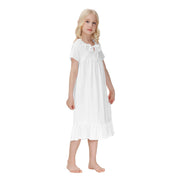 Toddler Girls Nightdress New Summer Princess Style Pure Cotton Summer Children's Sleepwear Dress Short Sleeve Lace Home Dress