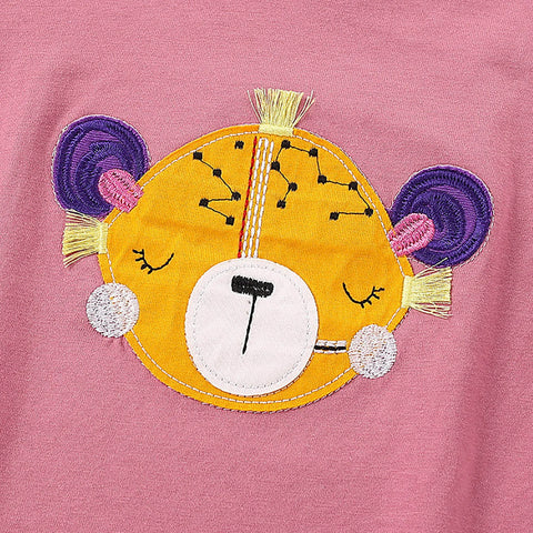 Kids Girls Autumn Winter Homewear Animal Cartoon Printed Long Sleeve Crew Neck Loose Tops And Trousers 2PC Pajamas Gift Set